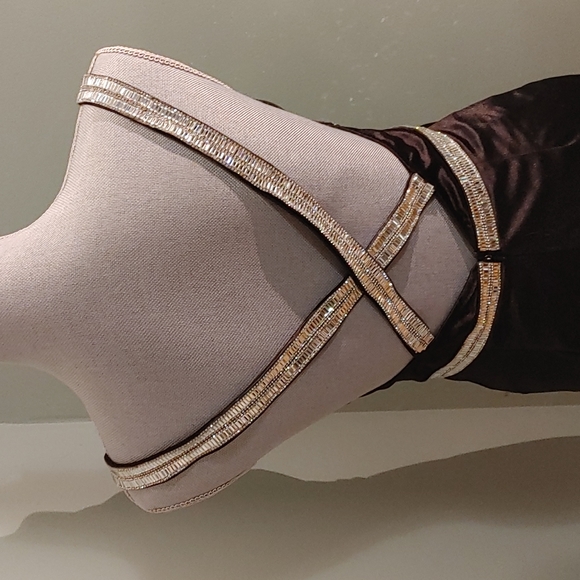 Black Satin and Rhinestones LBD Size Medium - Picture 3 of 13